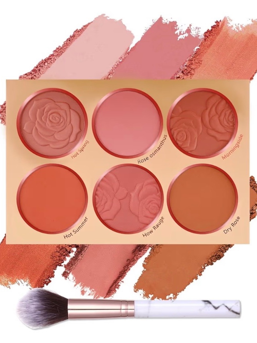 6-Pan Blush Palette in Peach & Rose Tones
